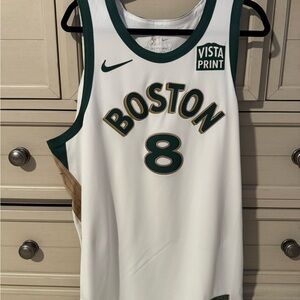 Nike Boston White Green Gold #8 Basketball Jersey